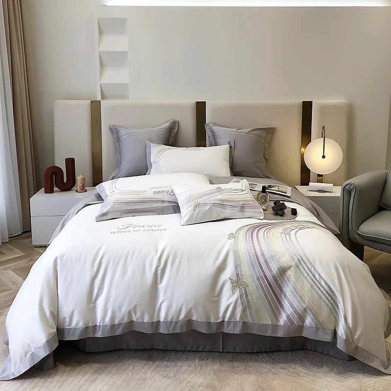 1000TC Egyptian Cotton Rainbow Butterfly Embroidery Luxury Bedding Quilt/Duvet Cover Set Bed Linen Pillow Shams Bedclothes 
1000TC Egyptian Cotton Rainbow Butterfly Embroidery Luxury Bedding Quilt/Duvet Cover Set Bed Linen Pillow Shams Bedclothes