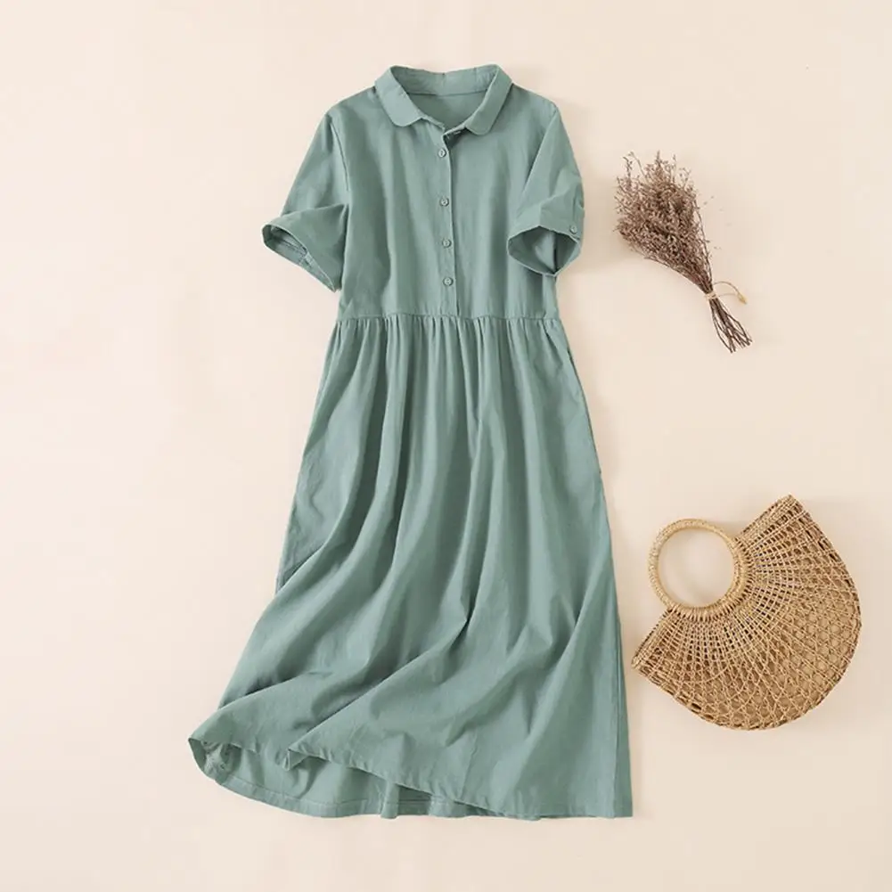 Loose Midi Dress Women Vintage Solid Cotton Dresses Summer Peter Pan Collar Office Lady Shirt Dress Female Casual Sundress
Loose Midi Dress Women Vintage Solid Cotton Dresses Summer Peter Pan Collar Office Lady Shirt Dress Female Casual Sundress