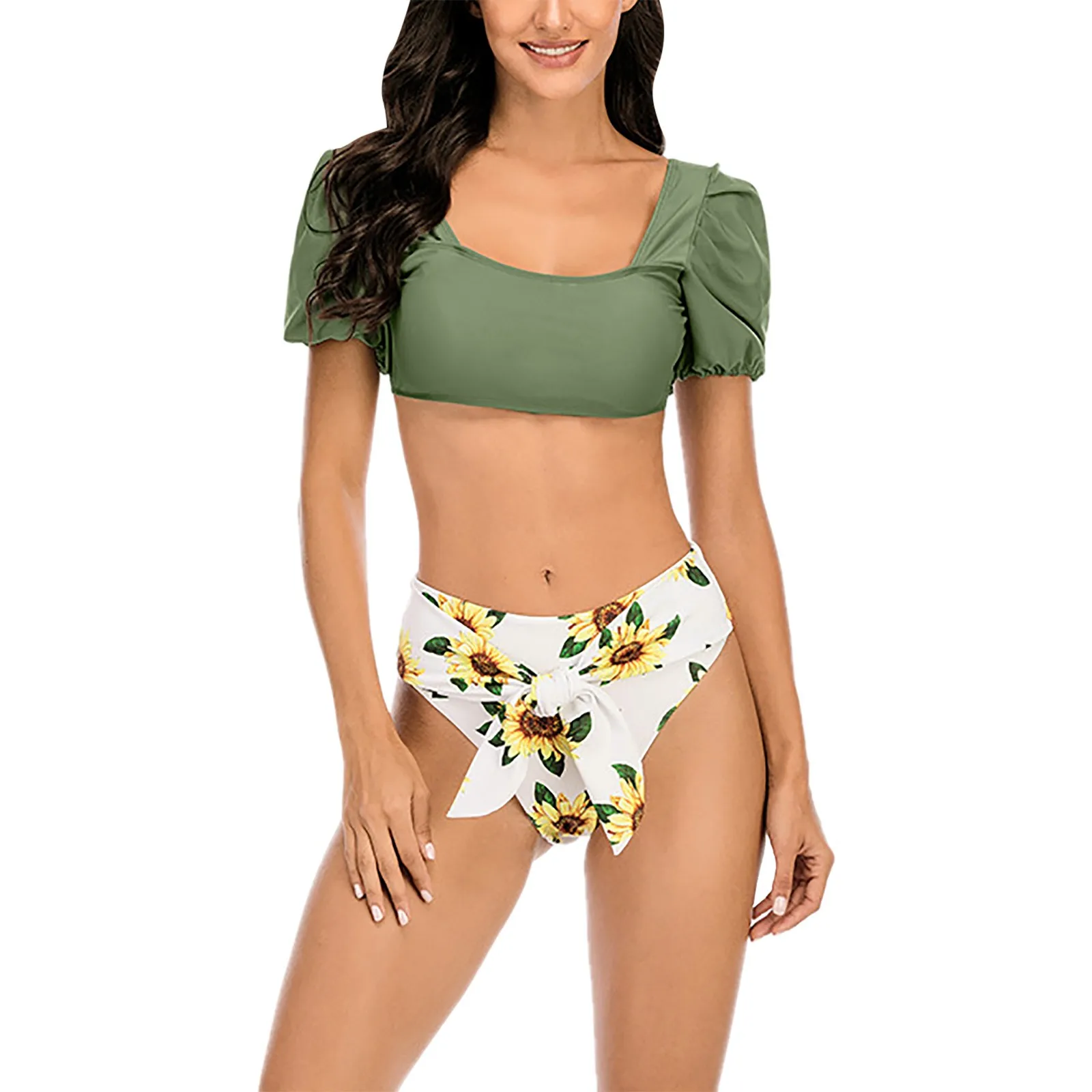 Print Bubble High Waist Leaf Women's Sleeve Fashion Split Bikini Swimsuit Sexy Swimwears Tankinis Set
Print Bubble High Waist Leaf Women's Sleeve Fashion Split Bikini Swimsuit Sexy Swimwears Tankinis Set
