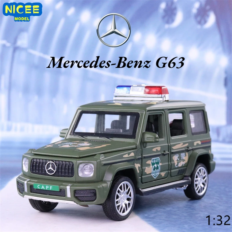 Модель автомобиля Mercedes Benz G63 из сплава в масштабе 1:32, литой металлический полицейский игрушечный внедорожник, Коллекционная модель автомобиля, подарок для детей, A73
Модель автомобиля Mercedes Benz G63 из сплава в масштабе 1:32, литой металлический полицейский игрушечный внедорожник, Коллекционная модель автомобиля, подарок для детей, A73