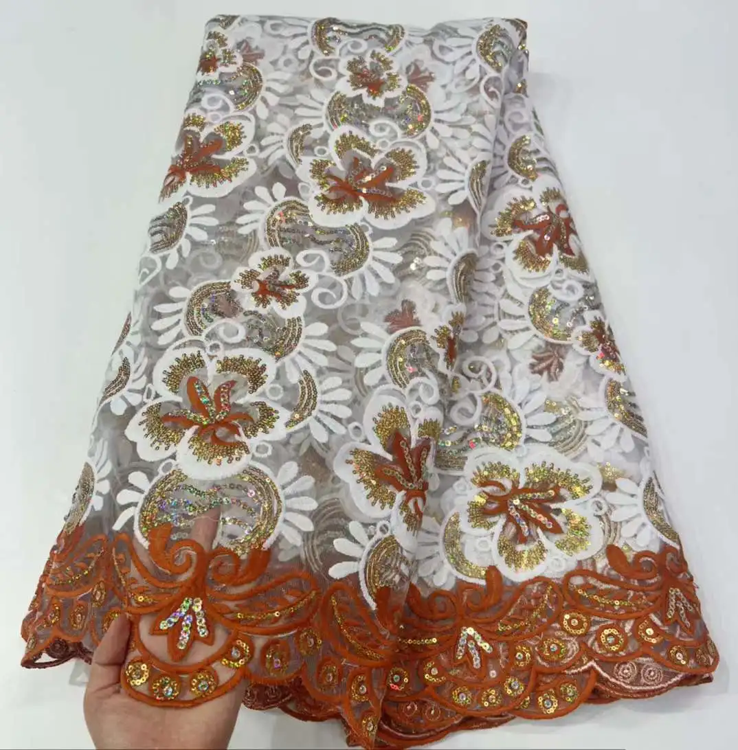 Nigerian Sequence Lace Fabrics 2022 High Quality African French Sequins Lace Fabric 5 Yards For Wedding Dress Sewing
Nigerian Sequence Lace Fabrics 2022 High Quality African French Sequins Lace Fabric 5 Yards For Wedding Dress Sewing