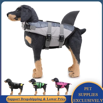 Reflective Swimsuit Dog Life Vest Summer Shark Swimwear Pet Life Jacket Puppy Swimming Bathing Suit Outdoor Water Pool Clothes