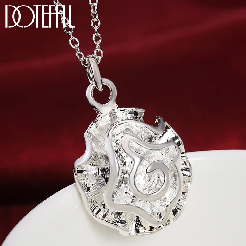 DOTEFFIL 925 Sterling Silver Rose Flower Pendant Necklace 18-30 Inch Chain For Woman Wedding Engagement Party Charm Jewelry
DOTEFFIL 925 Sterling Silver Rose Flower Pendant Necklace 18-30 Inch Chain For Woman Wedding Engagement Party Charm Jewelry