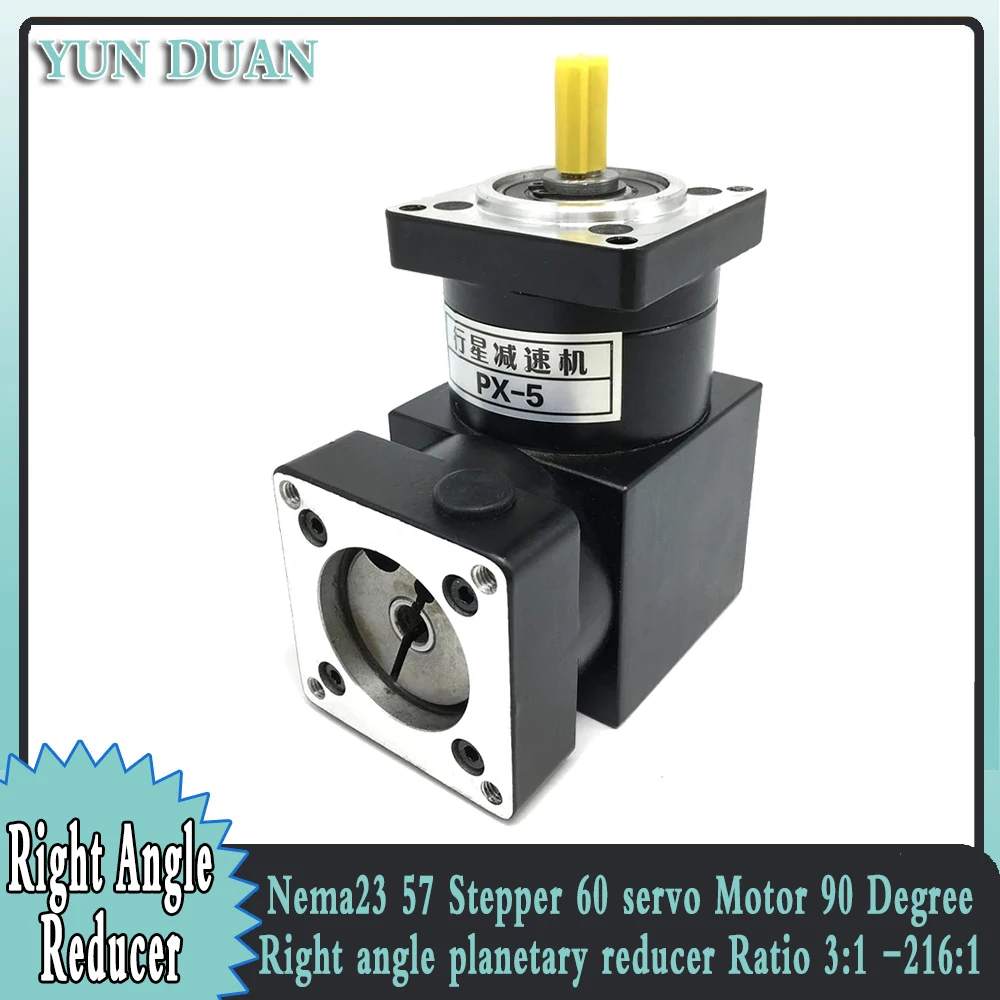 NEMA23 57 Stepper Motor 60 Flange Servo Motor 90 Degree Right Angle Planetary Reducer Ratio 3:1 -216:1 Output shaft 14mm for CNC
NEMA23 57 Stepper Motor 60 Flange Servo Motor 90 Degree Right Angle Planetary Reducer Ratio 3:1 -216:1 Output shaft 14mm for CNC