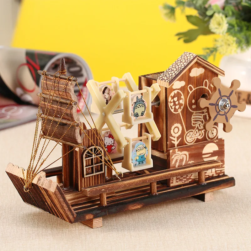 Wooden House Windmill Sailing Boat Rotating Music Box Creative Student Birthday Gift
Wooden House Windmill Sailing Boat Rotating Music Box Creative Student Birthday Gift