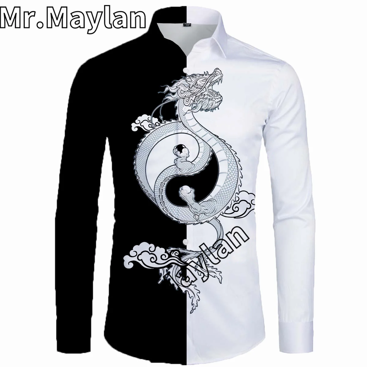 

Dragon Tattoo 3D Autumn Beach Hawaiian Anime Shirt Holiday Party Streetwear Long Sleeve Shirts Oversized 5XL Chemise Homme R3