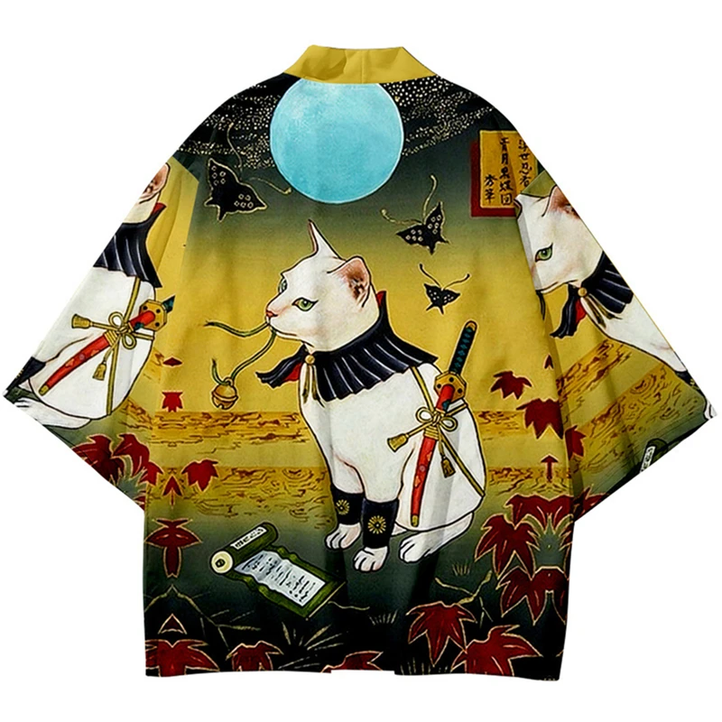 

Samurai Print Shirt Clothing Traditional Haori Kimono Women Men Child Japanese Anime Demon Asian Streetwear Cardigan Yukata Top