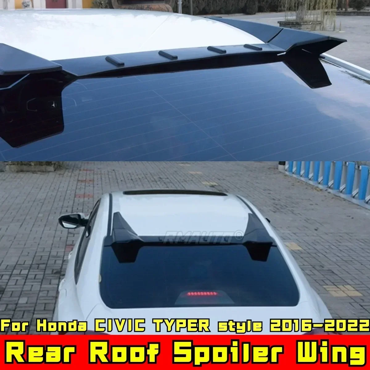 For Honda CIVIC 10th Gen 2016-2022 Body Kit Rear Roof Spoiler Blue TYPER Style Car Wing Accessories