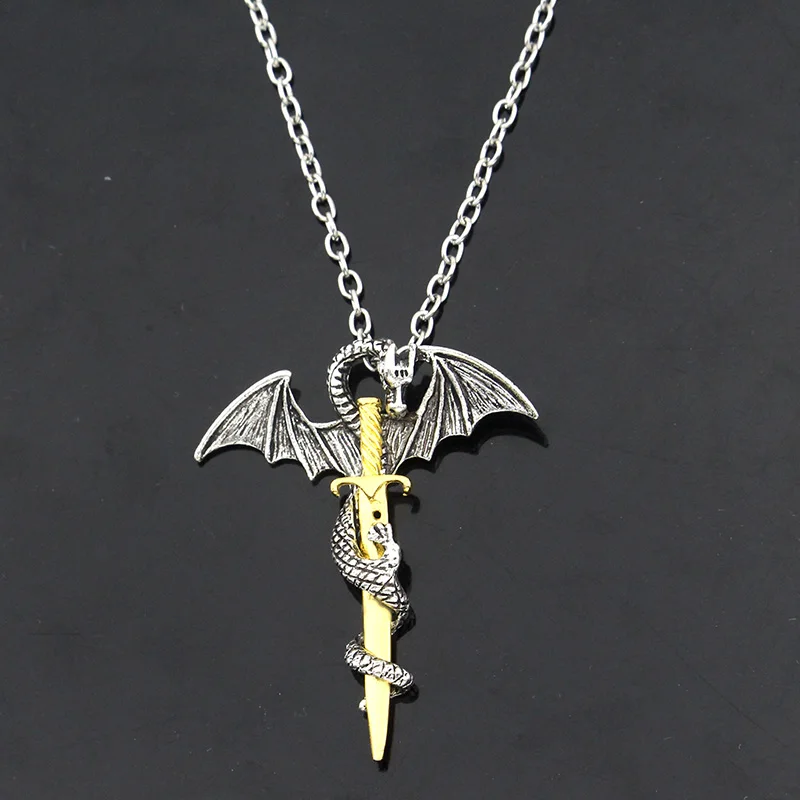 Fashion Dragon Sword Pendant Necklace for Men Personality Vintage Pterodactyl Metal Jewelry Hip Hop Punk Party Gift
Fashion Dragon Sword Pendant Necklace for Men Personality Vintage Pterodactyl Metal Jewelry Hip Hop Punk Party Gift