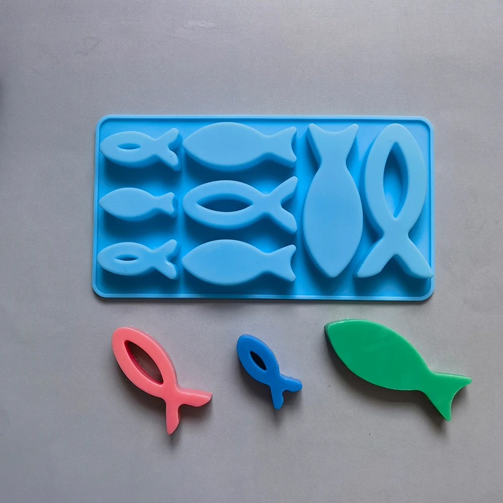 

8 Hole Silicone Cake Mold Double Fish Shape Chocolate Soap Ice Cream Fondant Moulds Cake Stencil Baking Gadgets Hot Sale