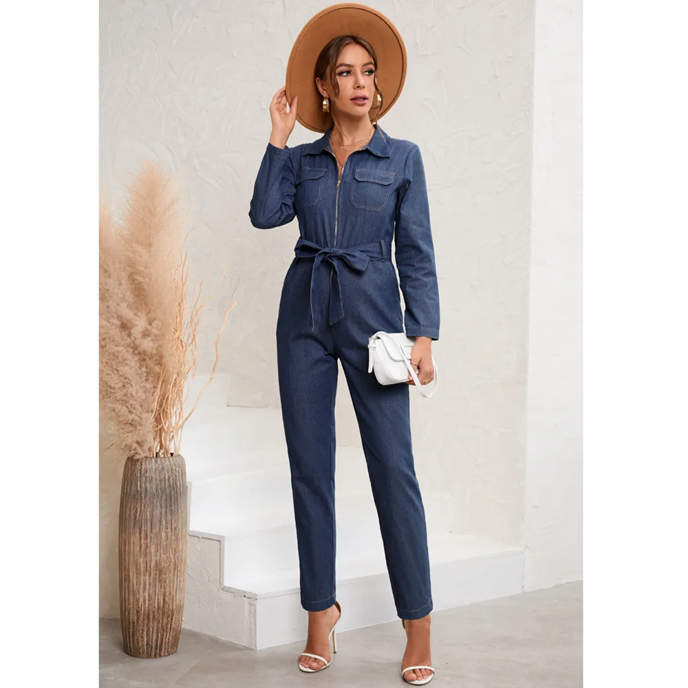 Fashion Women Denim Slim Jumpsuit Long Sleeve Zipper Casual Rompers Female Streetwear Overalls Pockets Playsuit
Fashion Women Denim Slim Jumpsuit Long Sleeve Zipper Casual Rompers Female Streetwear Overalls Pockets Playsuit