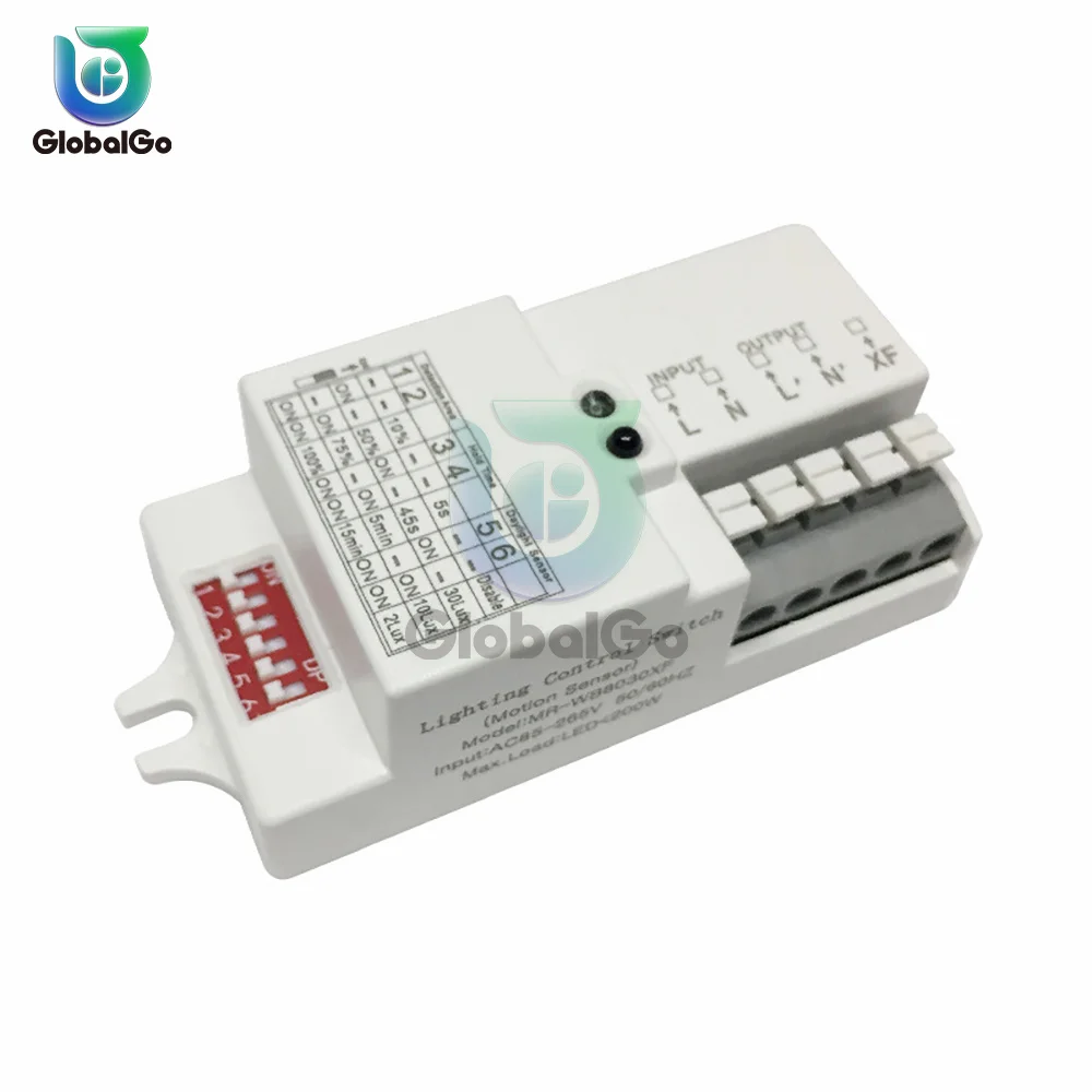 

AC 110V 220V 2-2000Lux Adjustable Microwave Radar Sensor Switch Body Motion Detector Delay Relay switch LED Light Sensor Switch