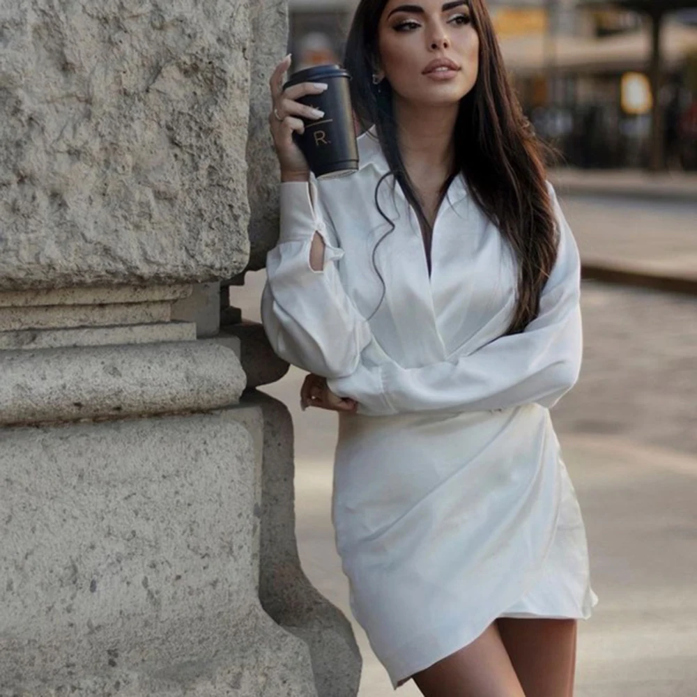 Sexy Dresses for Women 2022 Summer White Satin Dress Vintage Long Sleeve Dress Mini V Neck Office Ladies Dress
Sexy Dresses for Women 2022 Summer White Satin Dress Vintage Long Sleeve Dress Mini V Neck Office Ladies Dress