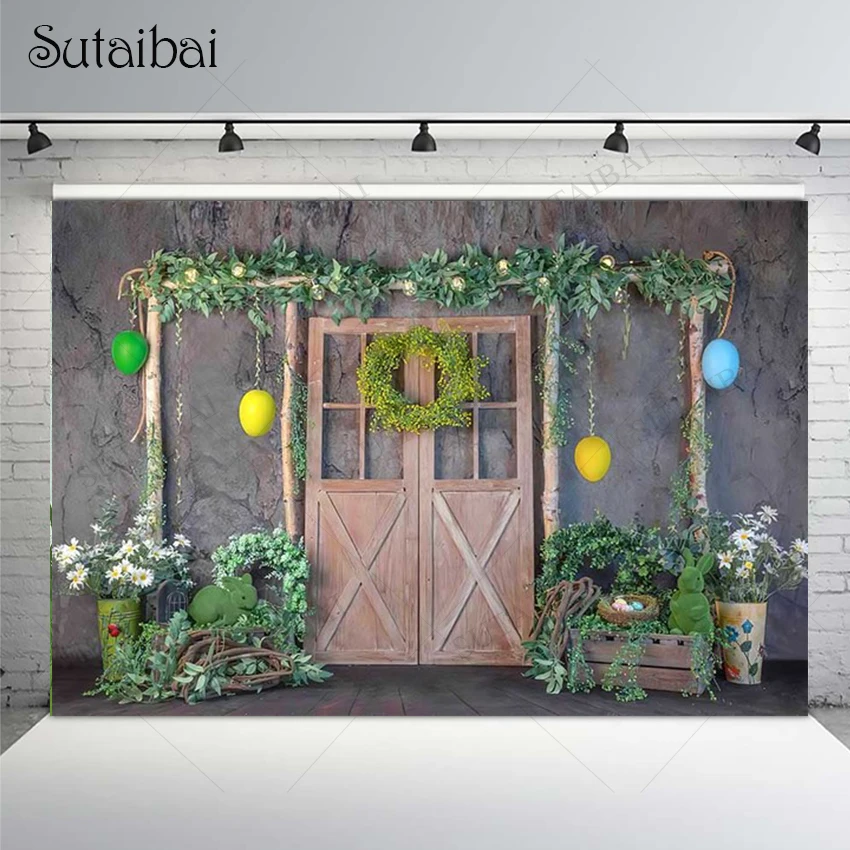 Easter Backdrop Spring Green Plants Wooden Door Retro Theme Photography Background Rabbit Baby Kids Portrait Photo Banners Props
Easter Backdrop Spring Green Plants Wooden Door Retro Theme Photography Background Rabbit Baby Kids Portrait Photo Banners Props