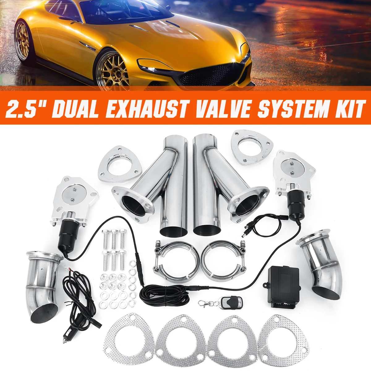 2.5 Inch 6.3mm Dual Electric Exhaust Cutout Pipe Kit with Remote Control Stainless Steel Cutout Muffler Valve System
2.5 Inch 6.3mm Dual Electric Exhaust Cutout Pipe Kit with Remote Control Stainless Steel Cutout Muffler Valve System