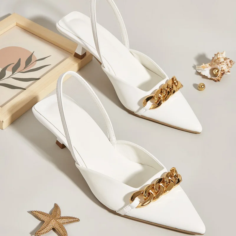 Fashion Pointed Toe Metal Decoratio Slingbacks Pumps 2022 Ladies Shoes Thin Heels Shallow Concise Party Elegant Slip-On
Fashion Pointed Toe Metal Decoratio Slingbacks Pumps 2022 Ladies Shoes Thin Heels Shallow Concise Party Elegant Slip-On