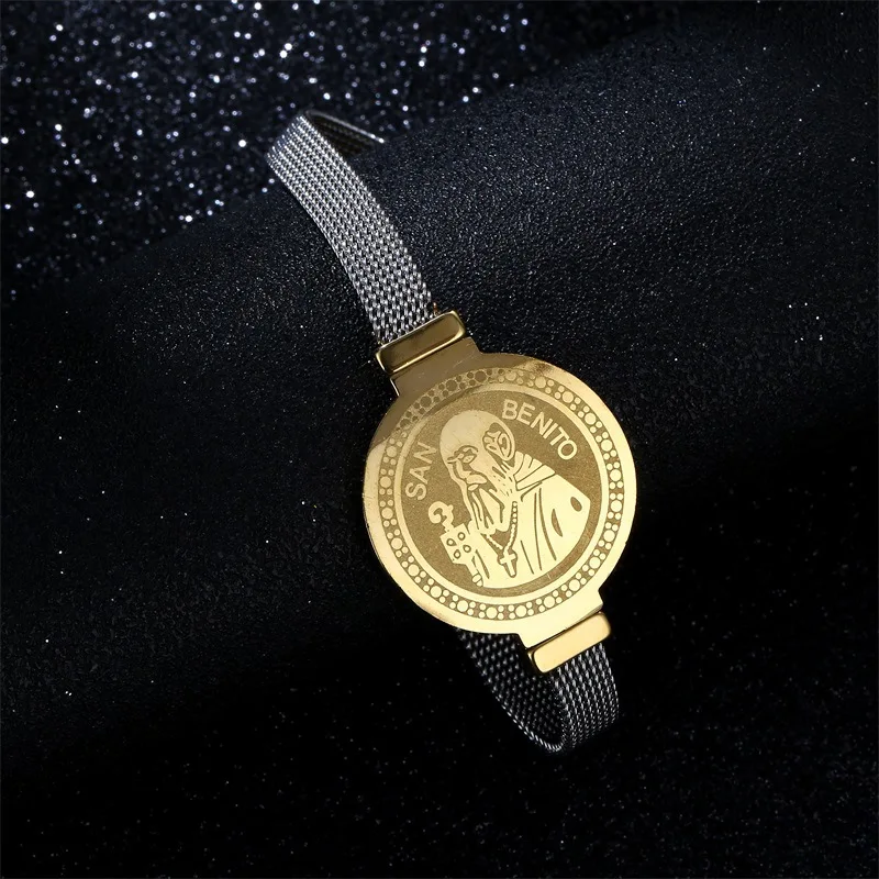 Stainless Steel St Benedict Medal Bracelet Metal San Benito Bracelet Adjustable Watch Band Chain Bohemia Religion Jewelry Gift
Stainless Steel St Benedict Medal Bracelet Metal San Benito Bracelet Adjustable Watch Band Chain Bohemia Religion Jewelry Gift
