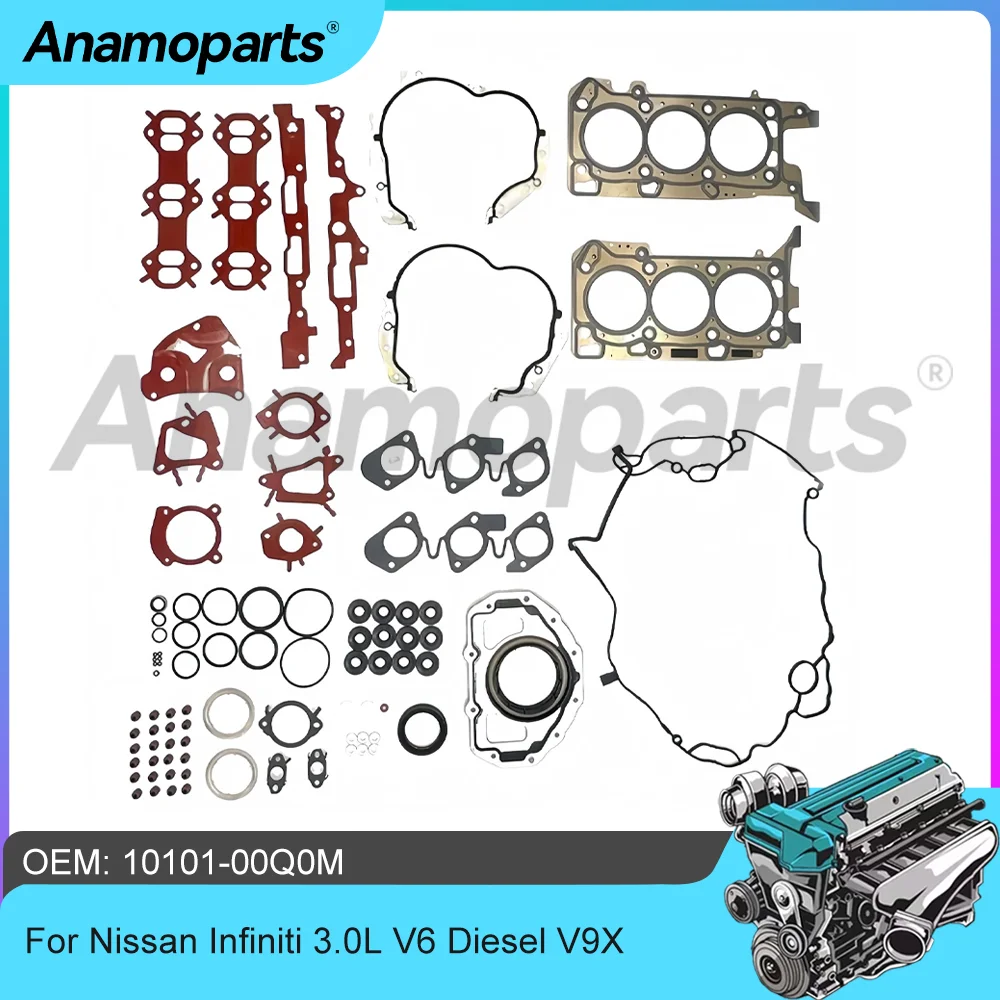 Детали двигателя, полный комплект для капитального ремонта прокладки, подходит для 3,0 л V6 Diesel V9X для Nissan Navara D40 Pathfinder Infiniti QX70D 3.0L 10-17
Детали двигателя, полный комплект для капитального ремонта прокладки, подходит для 3,0 л V6 Diesel V9X для Nissan Navara D40 Pathfinder Infiniti QX70D 3.0L 10-17