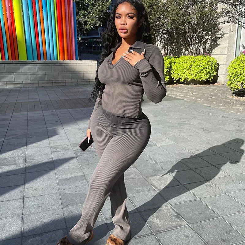 Solid Knit Ribbed Two Piece Sets Women Winter Clothes Warm Long Sleeve Top and Wide Leg Pants Matching Sets Outfits Loungewear
Solid Knit Ribbed Two Piece Sets Women Winter Clothes Warm Long Sleeve Top and Wide Leg Pants Matching Sets Outfits Loungewear