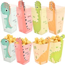 4Pcs Cartoon Dinosaur Boxes Dinosaur Pop Corn Theme Happy Birthday Party Decor Kids Boy Girl Snack Box