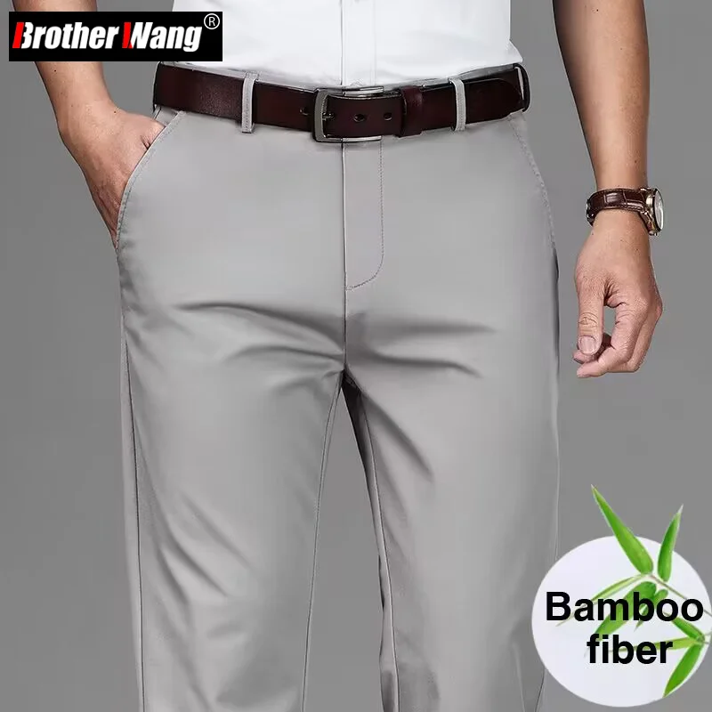 2023 Summer New Bamboo Fiber Men's Thin Straight Casual Pants Classic Style Light Gray Business Stretch Trousers Male Brand
2023 Summer New Bamboo Fiber Men's Thin Straight Casual Pants Classic Style Light Gray Business Stretch Trousers Male Brand