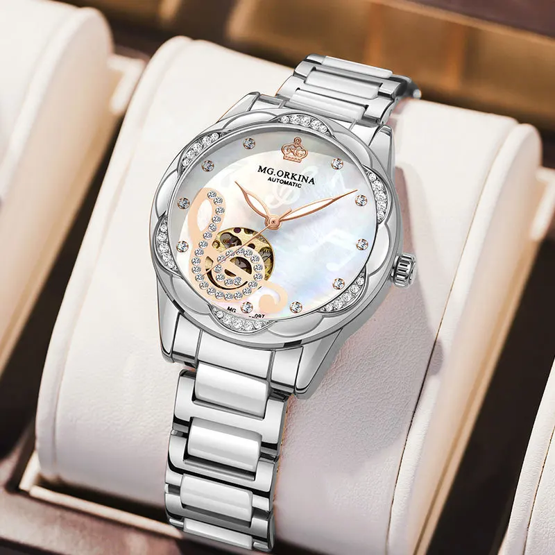 Notes Automatic Mechanical Watch Steel Band Women's Watch Wholesale Ceramic Waterproof Luminous Watch
Notes Automatic Mechanical Watch Steel Band Women's Watch Wholesale Ceramic Waterproof Luminous Watch