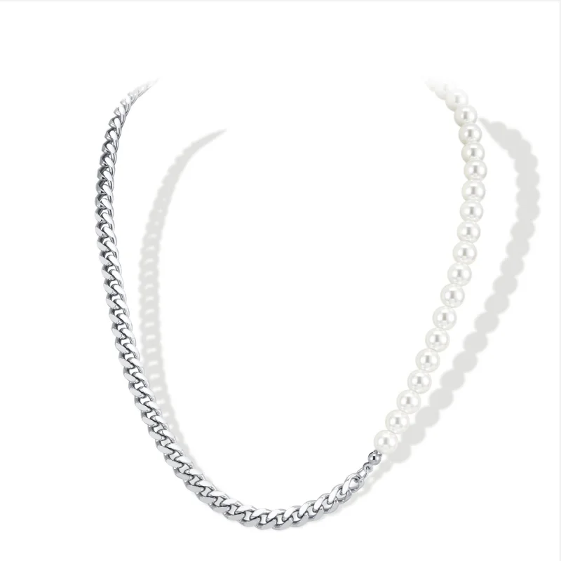 Fashion Punk Jewelry Stainless Steel Splicing Pearl Beads Cuban Chain Charm Short Choker Necklace
Fashion Punk Jewelry Stainless Steel Splicing Pearl Beads Cuban Chain Charm Short Choker Necklace