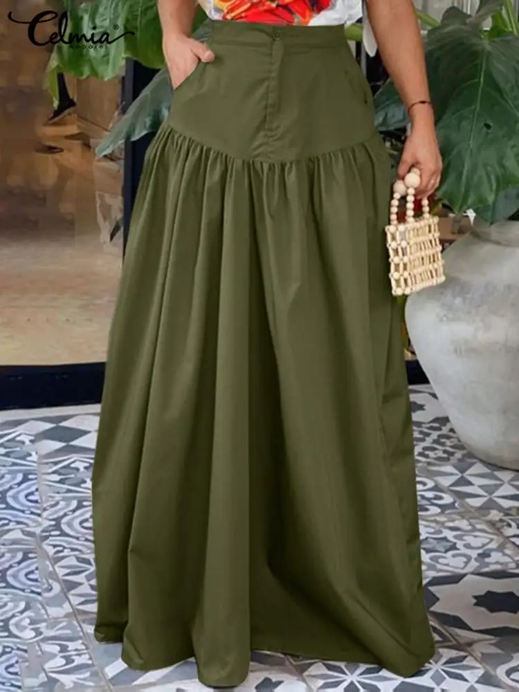 Celmia Women Elegant Long Skirts Spring Summer A-line High Waist Zipper Maxi Skirts Casual OL Shirred Pleats Fashion Swing Jupes
Celmia Women Elegant Long Skirts Spring Summer A-line High Waist Zipper Maxi Skirts Casual OL Shirred Pleats Fashion Swing Jupes