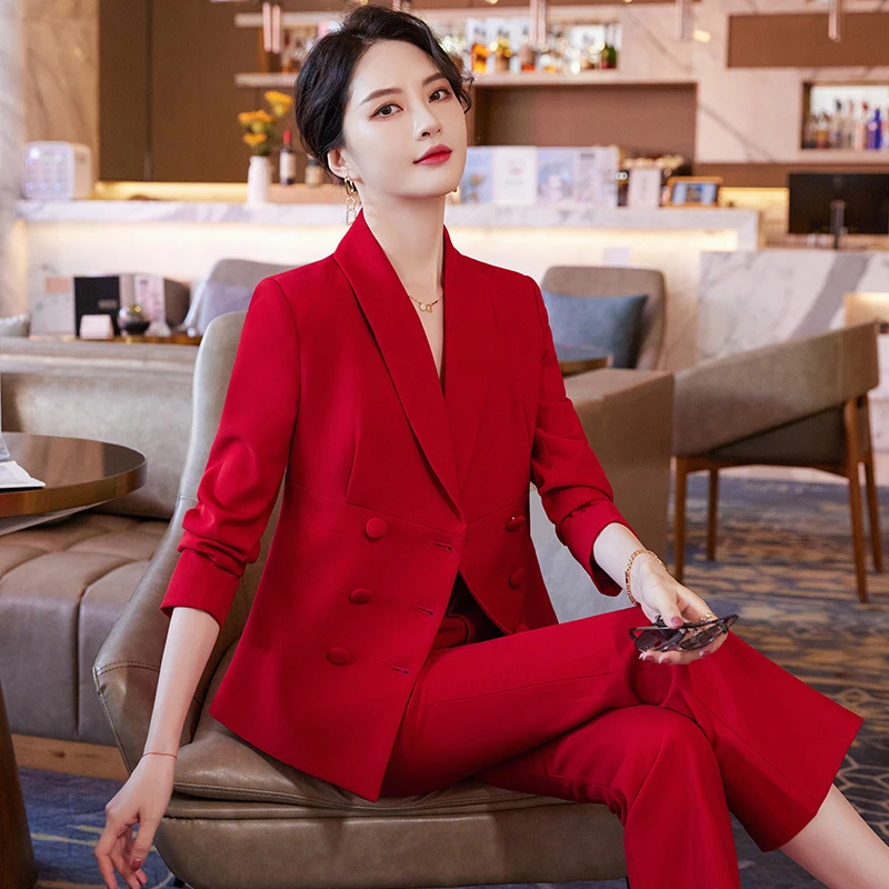 2022 High End Red Women's Suit Blazer Pants 2 Piece Business Wear Fashion Double Breasted Ladies Jacket Casual Trousers
2022 High End Red Women's Suit Blazer Pants 2 Piece Business Wear Fashion Double Breasted Ladies Jacket Casual Trousers