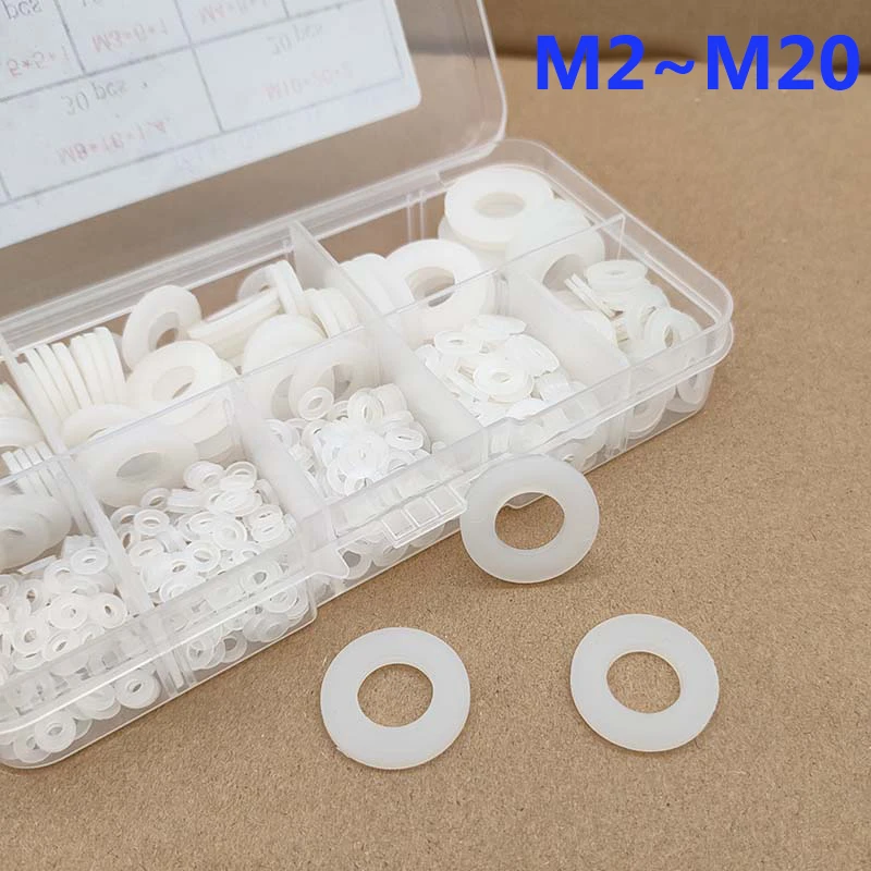 240/350pcs White Nylon Plastic Flat Washer Set M2M2.5M3M4M5M6M8M10 M12M14M16 M18 M20 Plastic Washer Insulation Leak-Proof Gasket
240/350pcs White Nylon Plastic Flat Washer Set M2M2.5M3M4M5M6M8M10 M12M14M16 M18 M20 Plastic Washer Insulation Leak-Proof Gasket