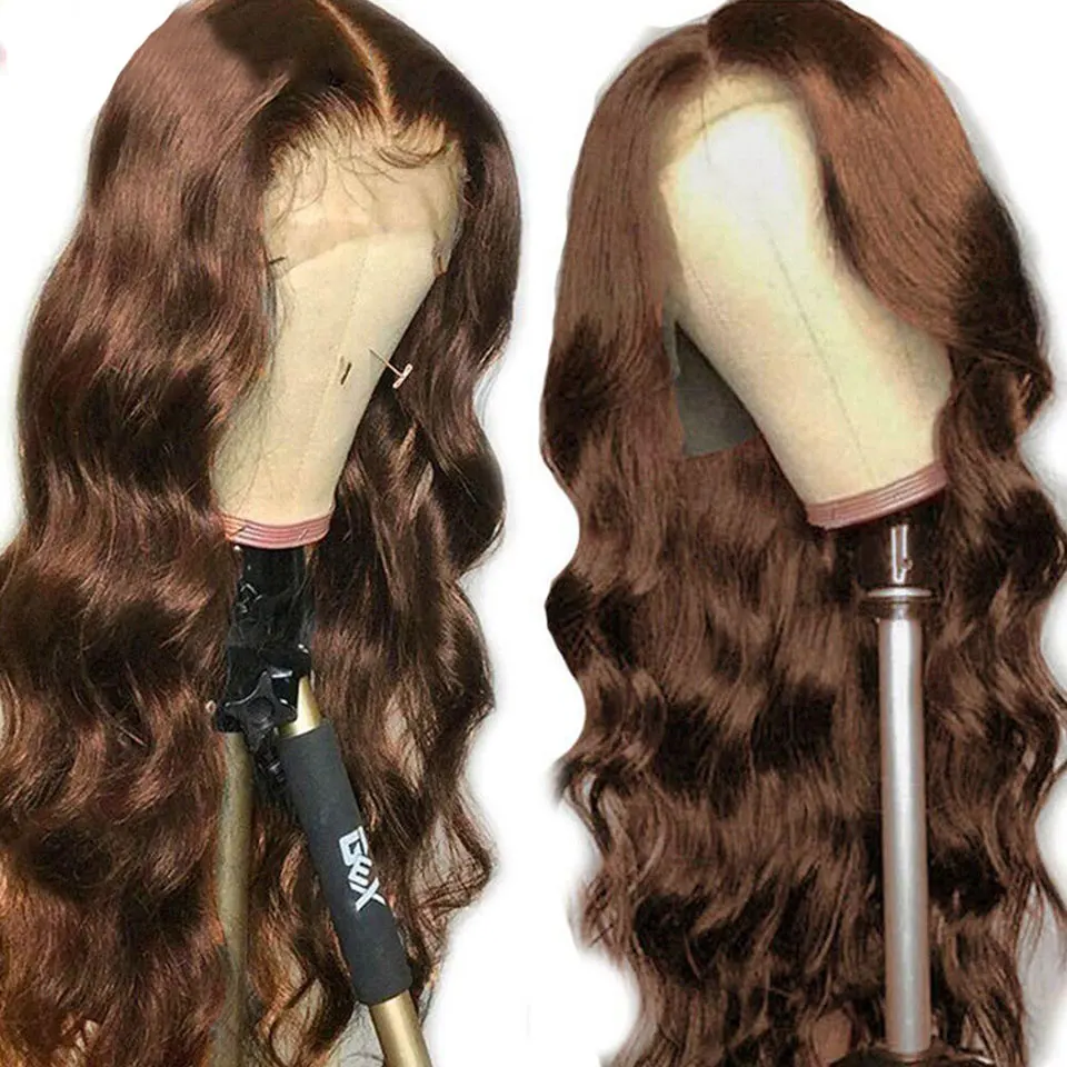 Body Wave 13x4 Lace Frontal Wig Transparent #4 Brown Colored Lace Front Human Hair Wigs For Women Brazilian Remy Lace Front Wig 
Body Wave 13x4 Lace Frontal Wig Transparent #4 Brown Colored Lace Front Human Hair Wigs For Women Brazilian Remy Lace Front Wig