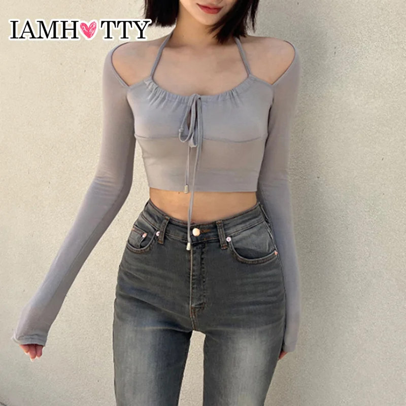 IAMHOTTY Korean Style Lace-up Halter Top Women Chic Sexy Off Shoulder T-shirt Chic Elegant Long Sleeve Tops Autumn Basic Tees
IAMHOTTY Korean Style Lace-up Halter Top Women Chic Sexy Off Shoulder T-shirt Chic Elegant Long Sleeve Tops Autumn Basic Tees