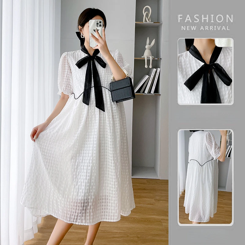 Maternity Clothes Summer Fashion Sweet Plus Size Bow Short Sleeve Simple Korean Style New 2022 Pregnancy Dress for Photos Shoot
Maternity Clothes Summer Fashion Sweet Plus Size Bow Short Sleeve Simple Korean Style New 2022 Pregnancy Dress for Photos Shoot