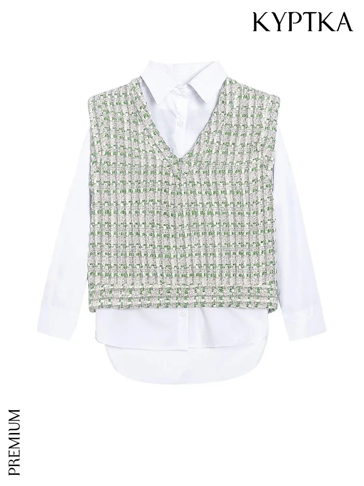 KYPTKA Women Fashion Tweed Patchwork Loose Shirts Vintage Long Sleeve Front Buttons Female Blouses Blusas Chic Tops
KYPTKA Women Fashion Tweed Patchwork Loose Shirts Vintage Long Sleeve Front Buttons Female Blouses Blusas Chic Tops