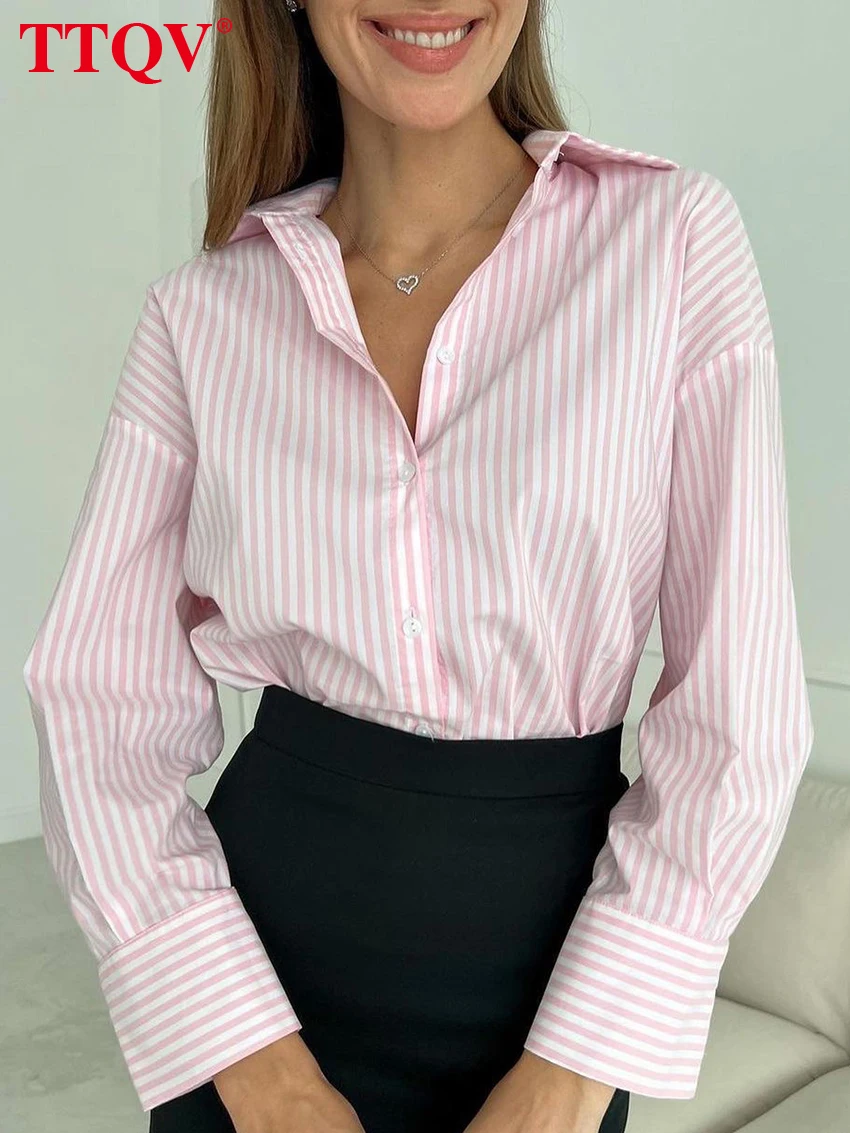 TTQV Fashion Pink Striped Print Women'S Blouse 2023 Elegant Long Sleeve Single Breasted Blouses Autumn Button Female Blouses
TTQV Fashion Pink Striped Print Women'S Blouse 2023 Elegant Long Sleeve Single Breasted Blouses Autumn Button Female Blouses