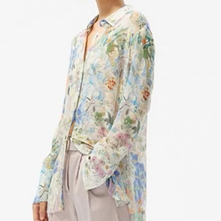 Floral Print Women Chemise Shirt Straight Loose Turn-down Collar Single Breasted Female Blouse 2022 new
Floral Print Women Chemise Shirt Straight Loose Turn-down Collar Single Breasted Female Blouse 2022 new