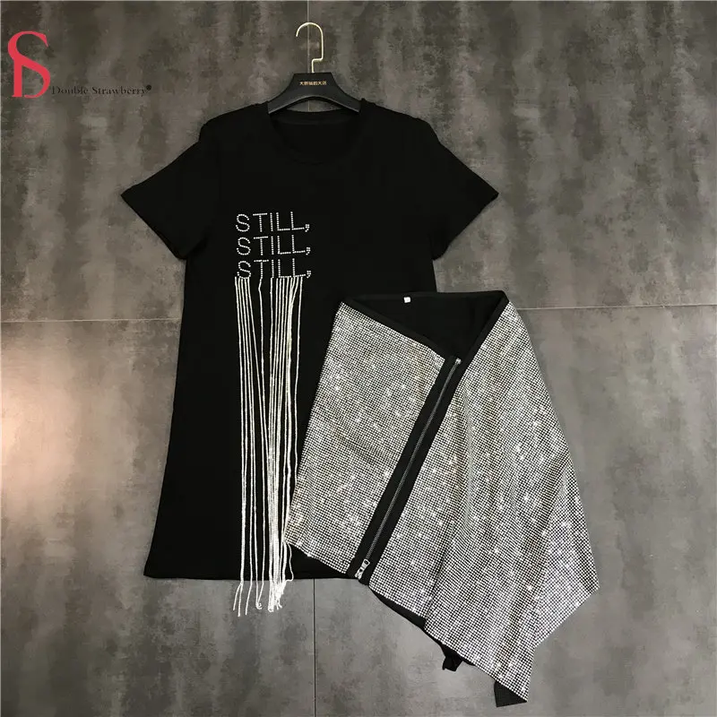 Autumn New Style Women's Rhinestone Tassel Chain Short Sleeve+Hot Drill Zipper Skirt Fashion 2pcs Set
Autumn New Style Women's Rhinestone Tassel Chain Short Sleeve+Hot Drill Zipper Skirt Fashion 2pcs Set