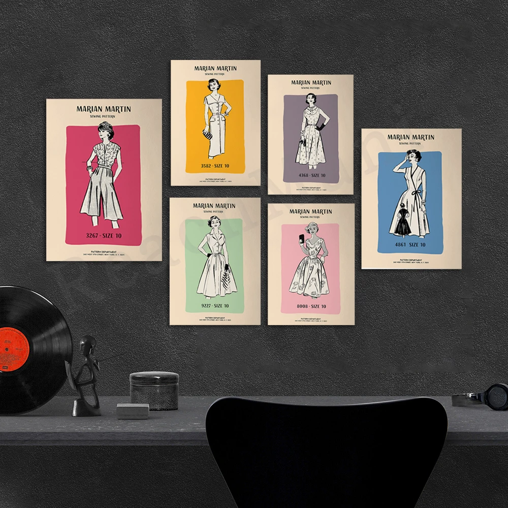 Sewing pattern art poster in dark pink, blush, french grey, dutch orange, teal, mid-century style | 1950s vintage image
Sewing pattern art poster in dark pink, blush, french grey, dutch orange, teal, mid-century style | 1950s vintage image