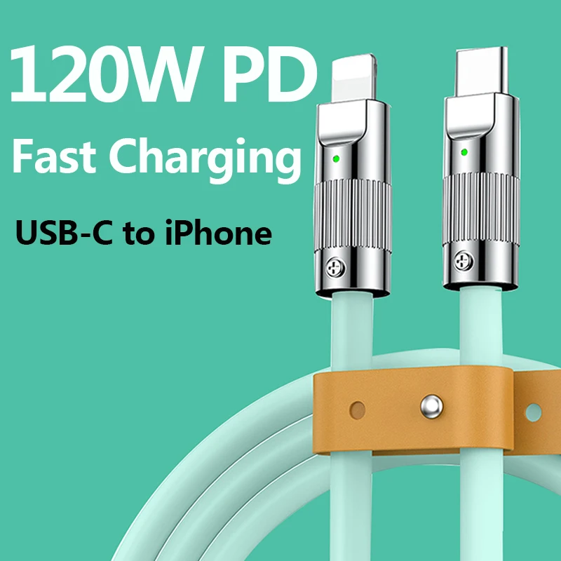 120w 6a Super Fast Charge PD Type-C To Lighting Liquid Silicone Cable Quick Charge 1M 2M USB Cable For IPhone Charger Cable
120w 6a Super Fast Charge PD Type-C To Lighting Liquid Silicone Cable Quick Charge 1M 2M USB Cable For IPhone Charger Cable