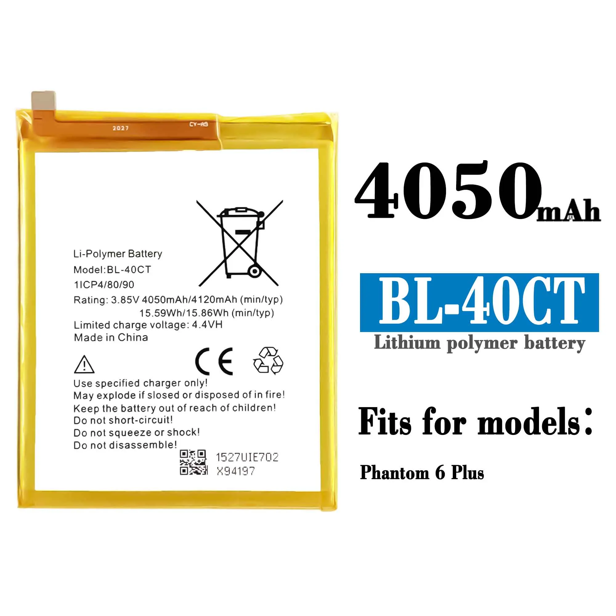 Compatible For Tecno / phantom 6Plus BL-40CT 4050mAh Phone Battery Series 
Compatible For Tecno / phantom 6Plus BL-40CT 4050mAh Phone Battery Series