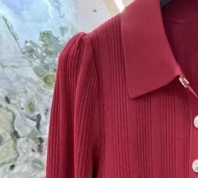 Women Turn-down Collar Pockets Front Buttons Slim Knitted Lantern Sleeve Mini Dress
Women Turn-down Collar Pockets Front Buttons Slim Knitted Lantern Sleeve Mini Dress