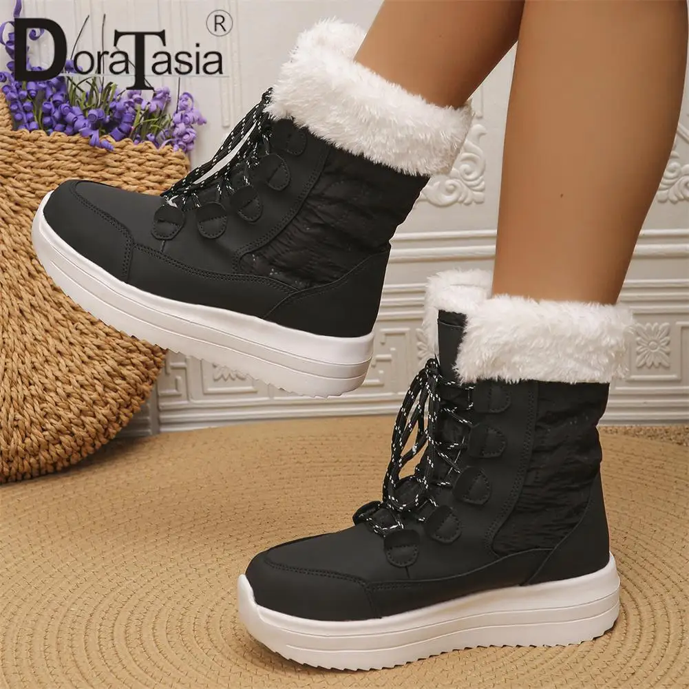 New Ladies Platform Winter Snow Boots Fashion Lace-up Wedges Heels Faux Fur women's Boots Casual Comfy Short Plush Woman Shoes
New Ladies Platform Winter Snow Boots Fashion Lace-up Wedges Heels Faux Fur women's Boots Casual Comfy Short Plush Woman Shoes
