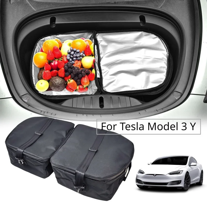 

For Tesla Model 3 Y Front Trunk Storage Bag Portable Waterproof Heat Preservation Outdoors Organizer Packets Car Stowing Tidying