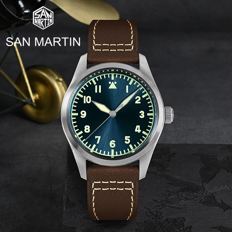 San Martin Men's Pilot Watch 39mm Blue Sunray Dial Sapphire YN55A Automatic Movement 20Bar Waterproof Mechanical Watches Lume
San Martin Men's Pilot Watch 39mm Blue Sunray Dial Sapphire YN55A Automatic Movement 20Bar Waterproof Mechanical Watches Lume