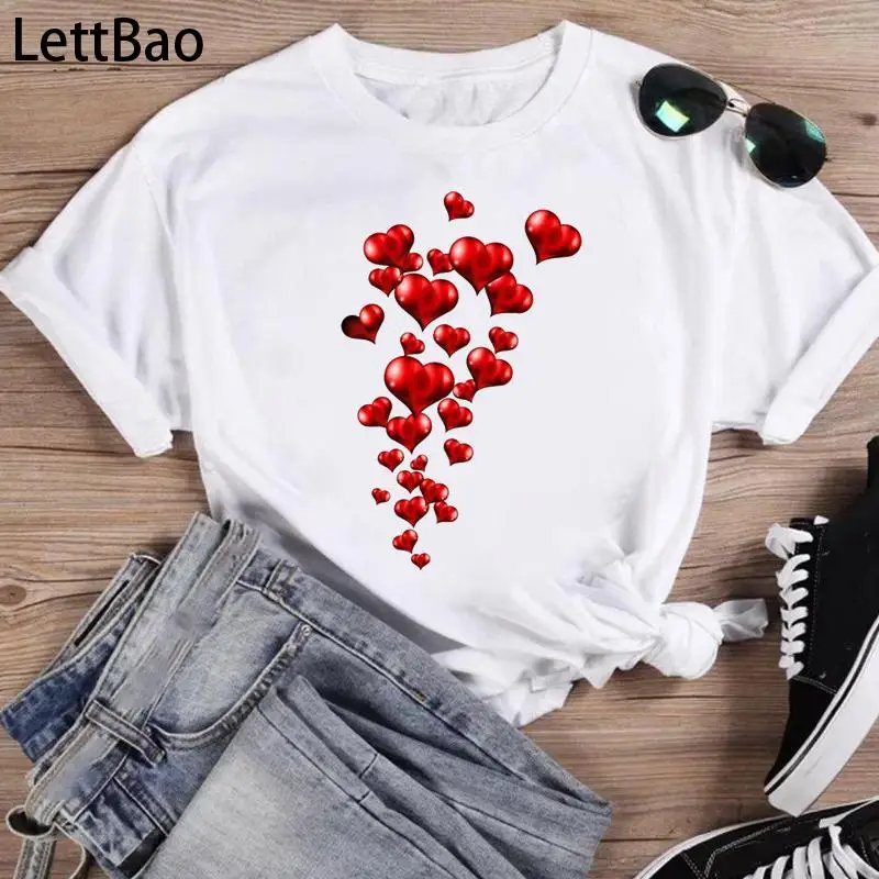 Женские летние футболки с принтом Love Valentine, милые модные футболки с коротким рукавом и круглым вырезом
Женские летние футболки с принтом Love Valentine, милые модные футболки с коротким рукавом и круглым вырезом