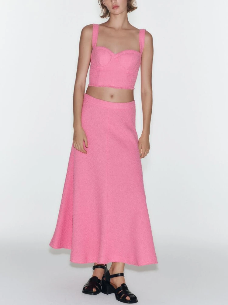 Women's New Heart-shaped Neckline Wide Shoulder Strap Textured Bustier Short Top High Waist A-line Hem Texture Long Skirt
Women's New Heart-shaped Neckline Wide Shoulder Strap Textured Bustier Short Top High Waist A-line Hem Texture Long Skirt