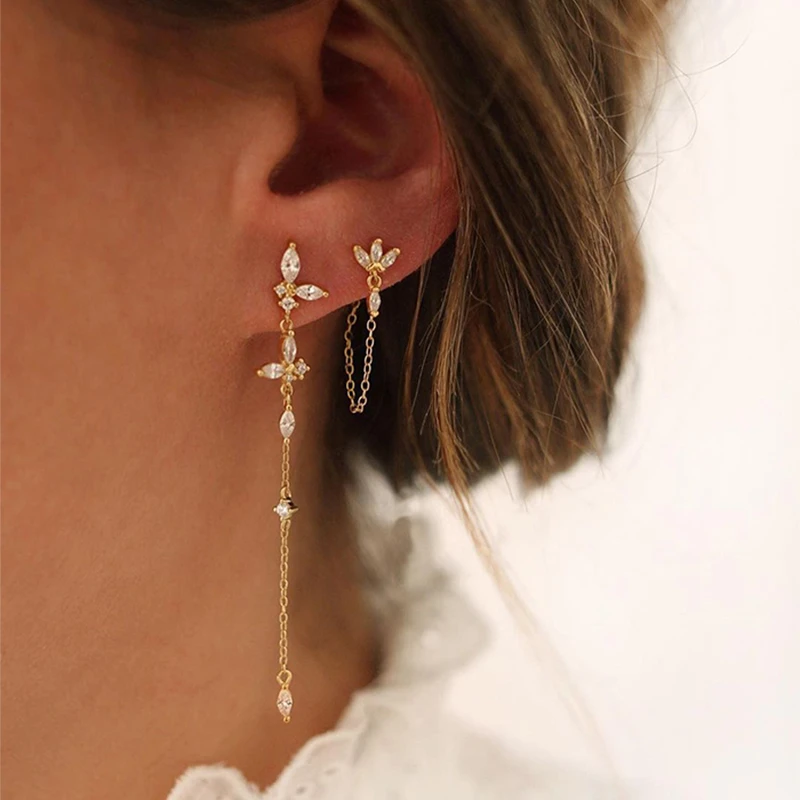 Exquisite Zircon Tassel Chain Dangle Earrings for Women Fashion Gold Color Pierced Ear Stud Earrings 2023 Jewelry Wholesale
Exquisite Zircon Tassel Chain Dangle Earrings for Women Fashion Gold Color Pierced Ear Stud Earrings 2023 Jewelry Wholesale