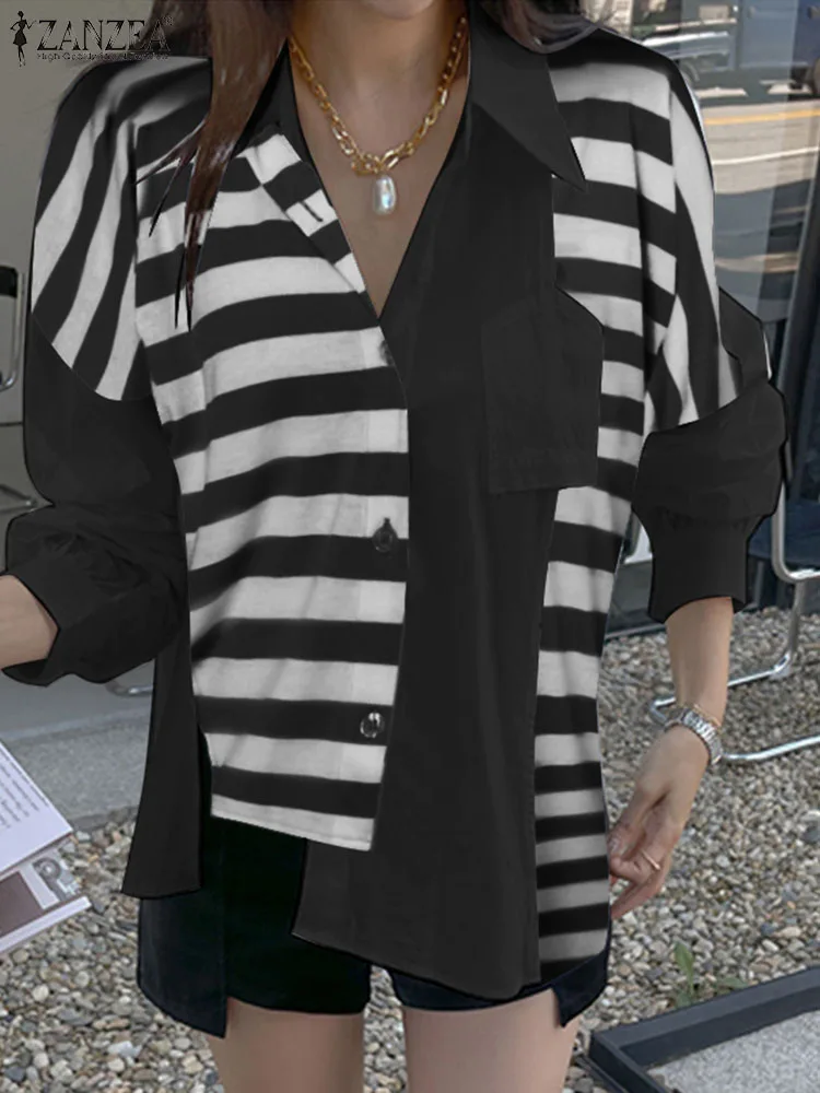 ZANZEA 2023 Irregular Stripes Lapel Neck Blouse Autmun Fashion Patchwork Long Sleeve Top Women Chic Colorblock Shirt Loose Tunic
ZANZEA 2023 Irregular Stripes Lapel Neck Blouse Autmun Fashion Patchwork Long Sleeve Top Women Chic Colorblock Shirt Loose Tunic