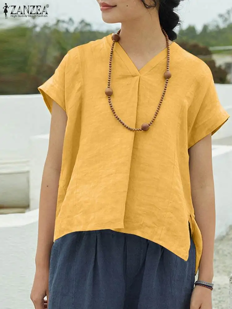 ZANZEA Summer V Neck Short Sleeve Blouse Fashion Women Casual Loose Tunic Tops Elegant Shirt Solid Work Blusas Chemise Mujer
ZANZEA Summer V Neck Short Sleeve Blouse Fashion Women Casual Loose Tunic Tops Elegant Shirt Solid Work Blusas Chemise Mujer