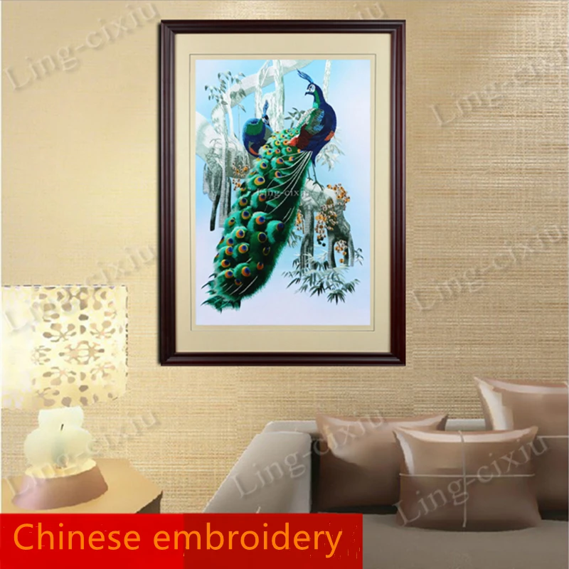 Mural Suzhou embroidery peacock living room bedroom porch tea restaurant interior decoration painting embroidery gift painting S
Mural Suzhou embroidery peacock living room bedroom porch tea restaurant interior decoration painting embroidery gift painting S